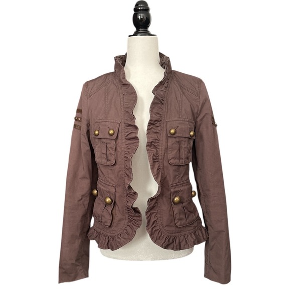 Mackage Jackets & Blazers - Mackage Women's Ruffle Front Military Jacket Brown Size Medium